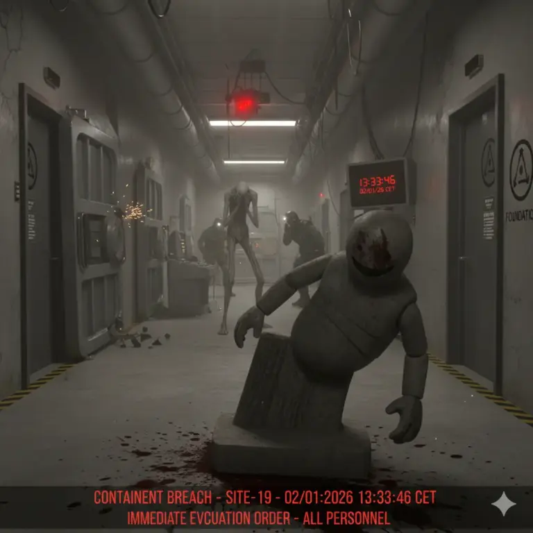 SCP Foundation Un'organizzazione segreta che contiene oggetti e creature anomale (es. SCP-173 o SCP-096)